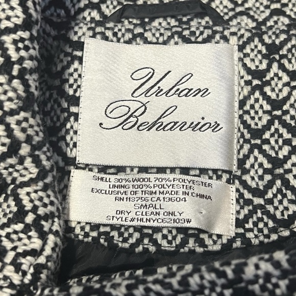 Y2K Urban Behavior - Womens Tweed Wool Blend Peacoat Sz Sm - Picture 4 of 6